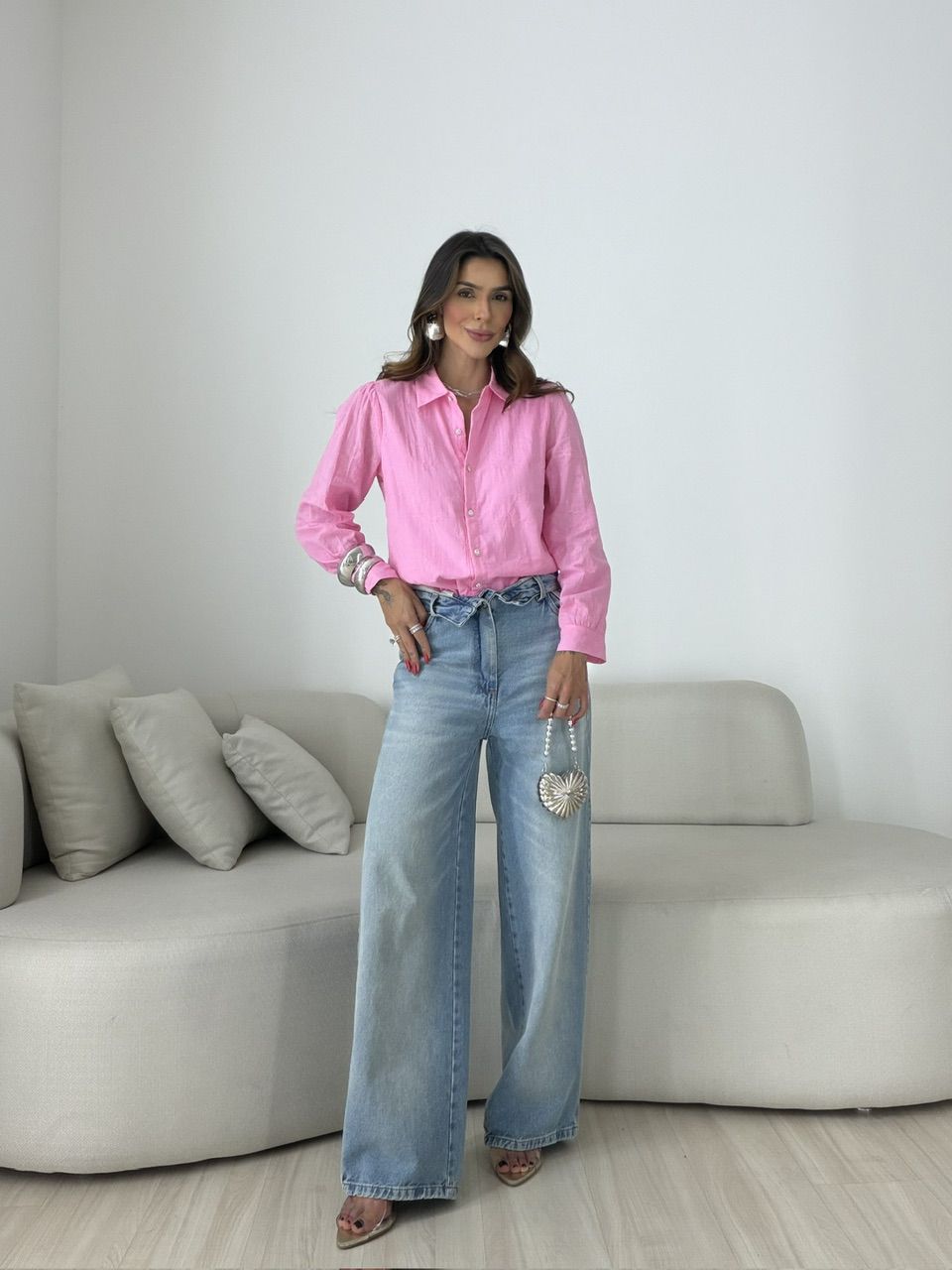 CAMISA GIANE BORDADA PINK