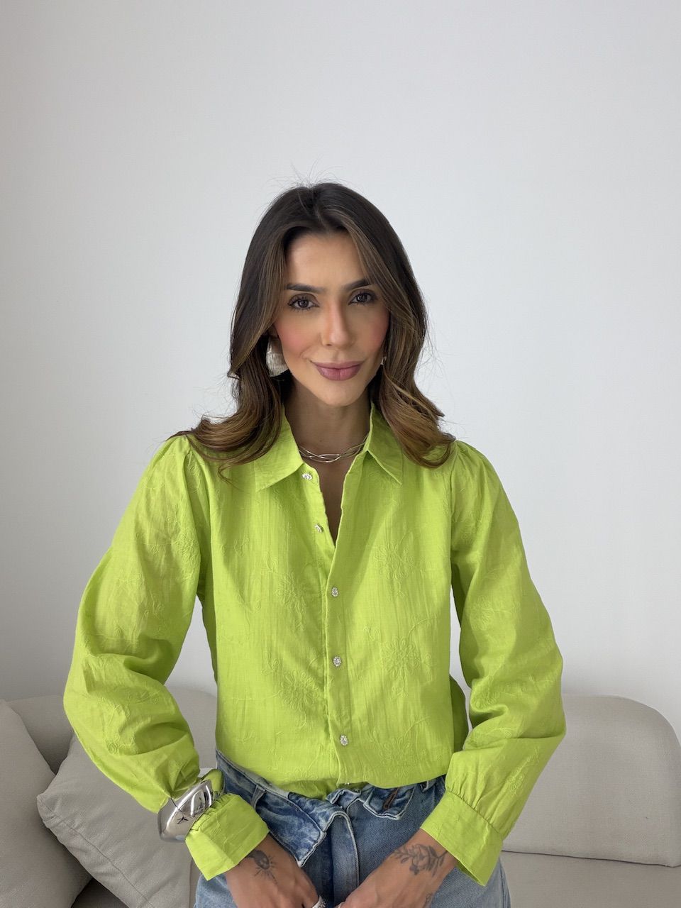 CAMISA GIANE BORDADA VERDE