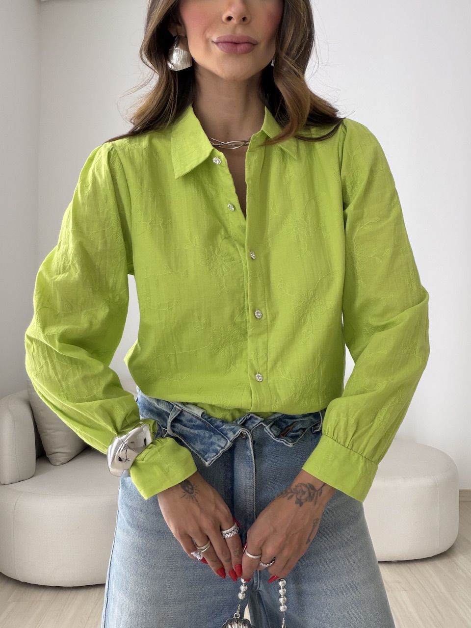 CAMISA GIANE BORDADA VERDE