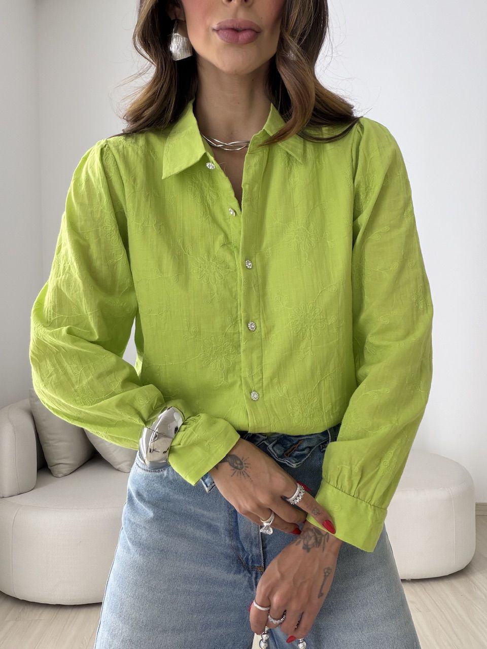 CAMISA GIANE BORDADA VERDE