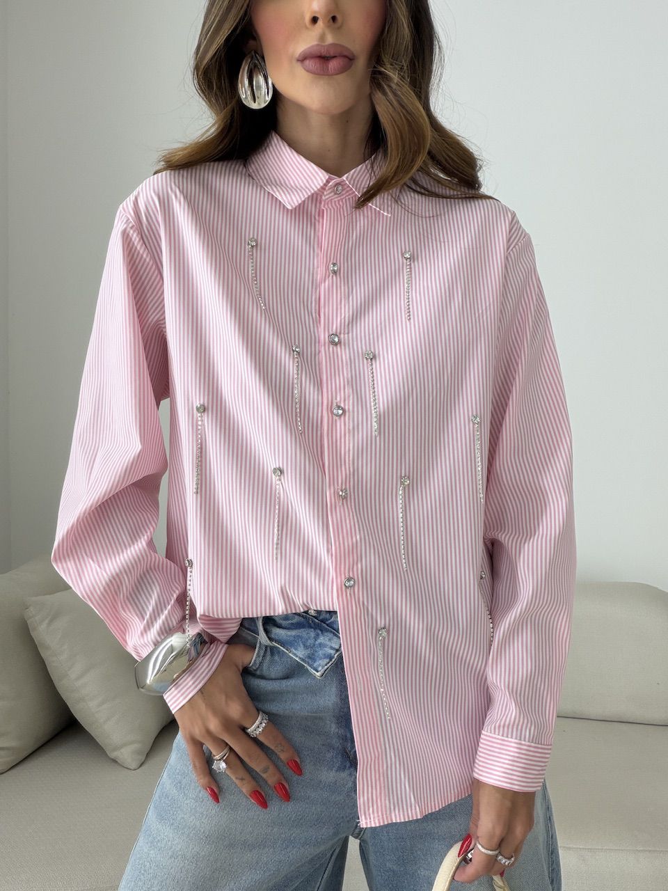 CAMISA LUANA LISTRADA ROSA