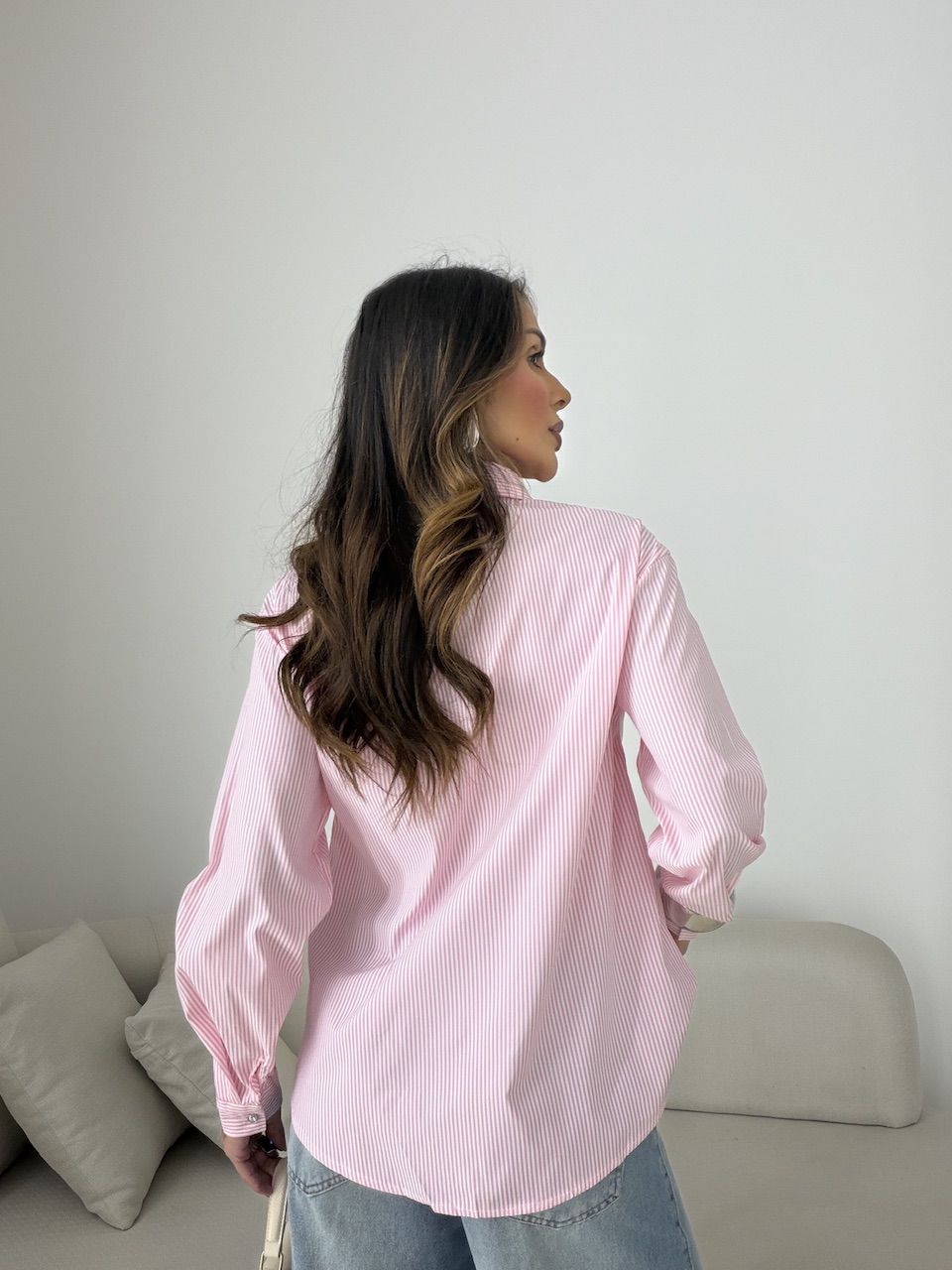 CAMISA LUANA LISTRADA ROSA