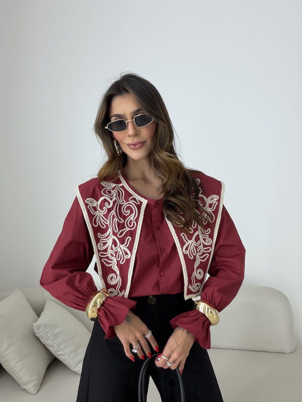 CAMISA MARTA BOHO VINHO