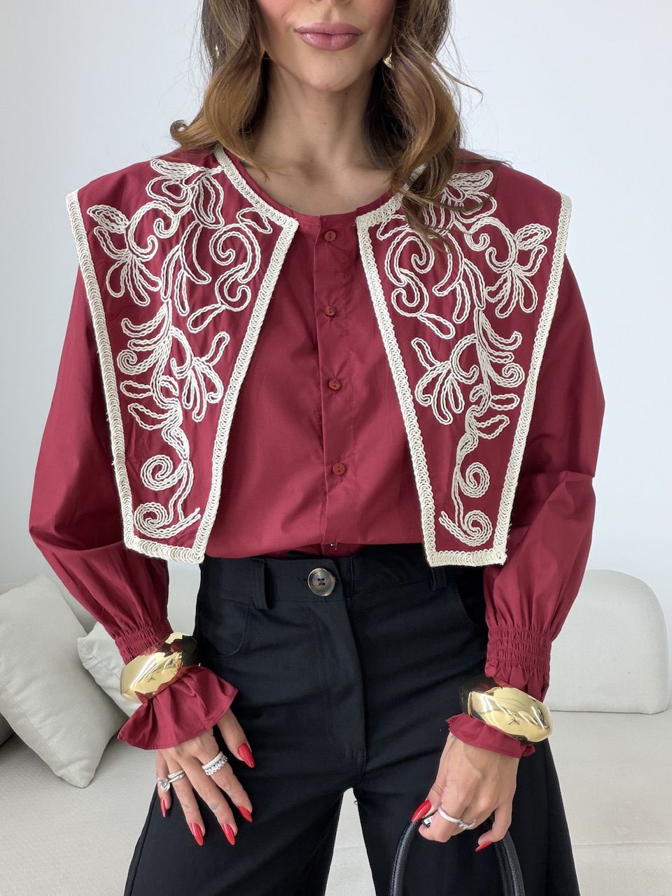 CAMISA MARTA BOHO VINHO