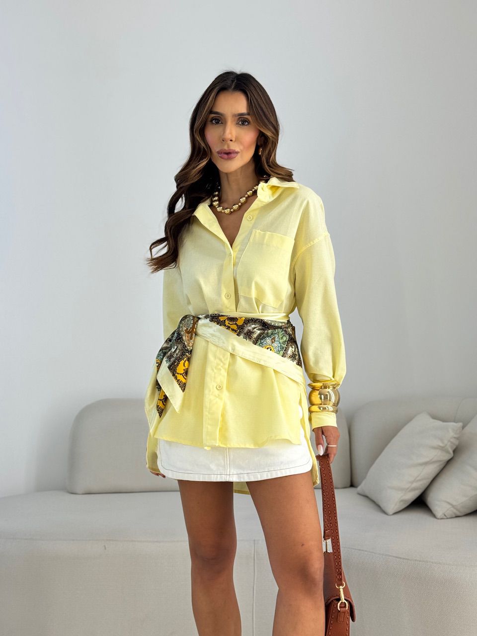 CAMISA LUA OVER YELLOW BUTTER - 0069850431 - CAROLLA FERRARO