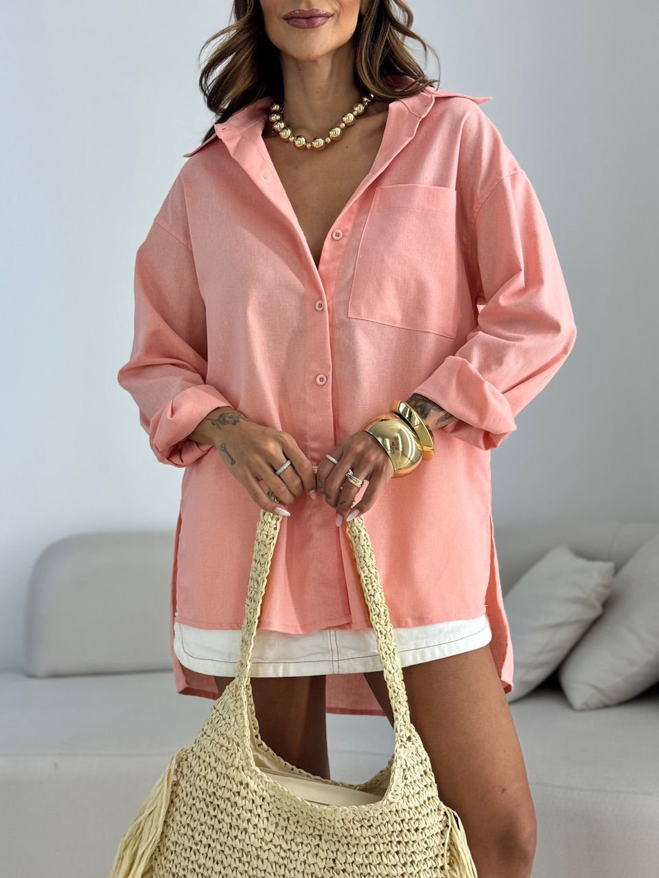 CAMISA LUA OVER ROSA