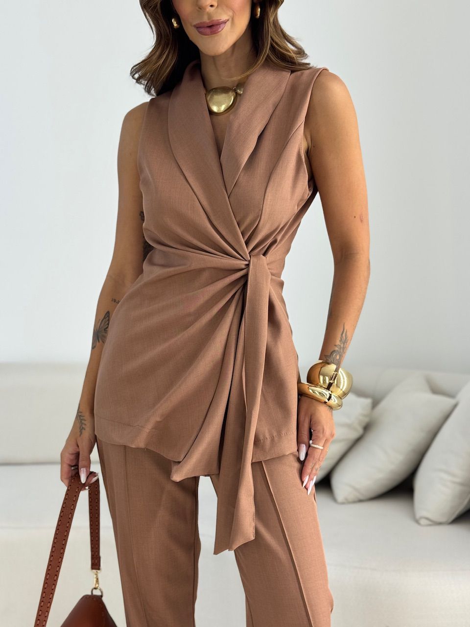 CONJUNTO MAVIE COLETE CALÇA CAPUCCINO 
