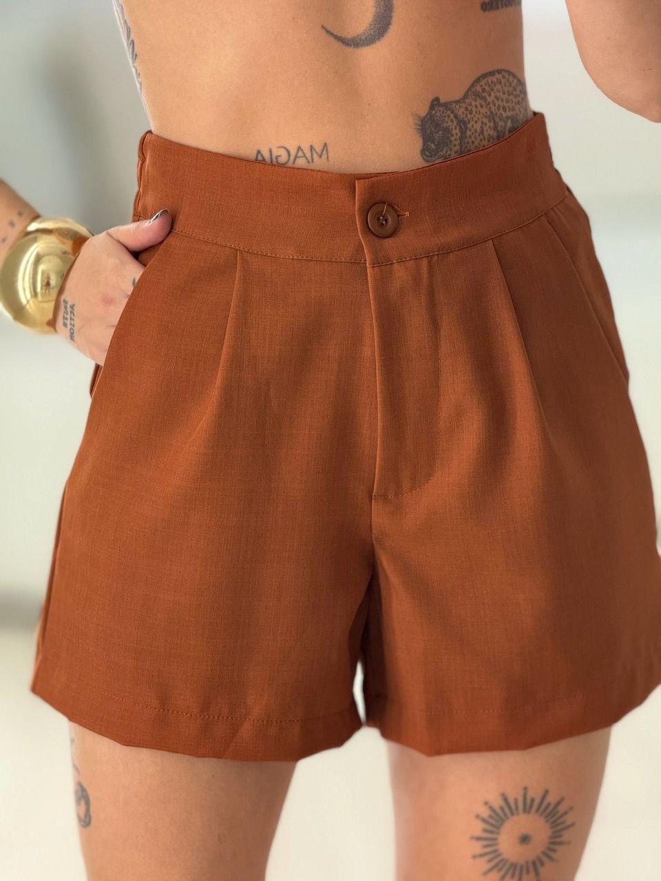 CONJUNTO POLIANA COLETE SHORT TERRA COTA 