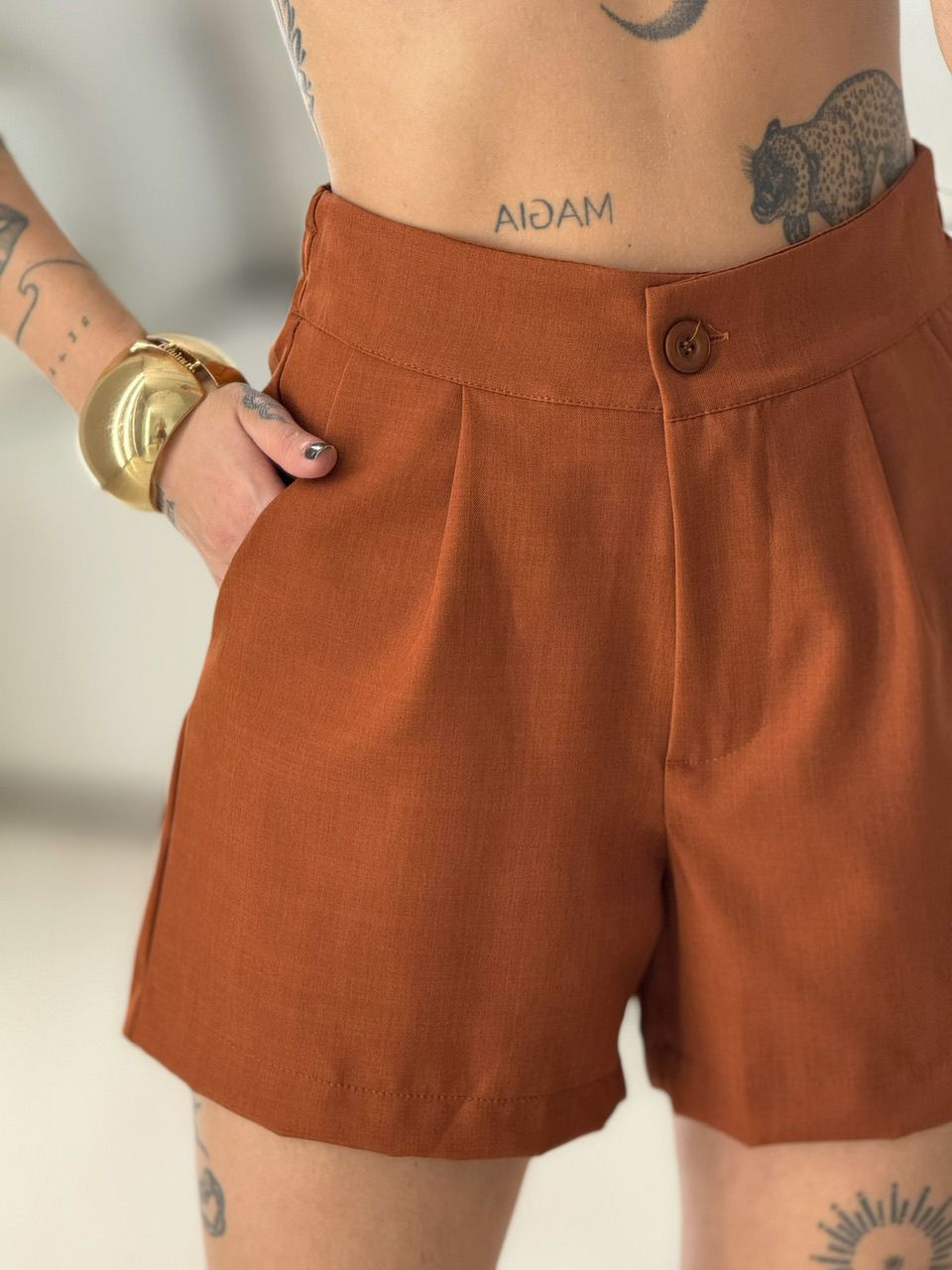 CONJUNTO POLIANA COLETE SHORT TERRA COTA 