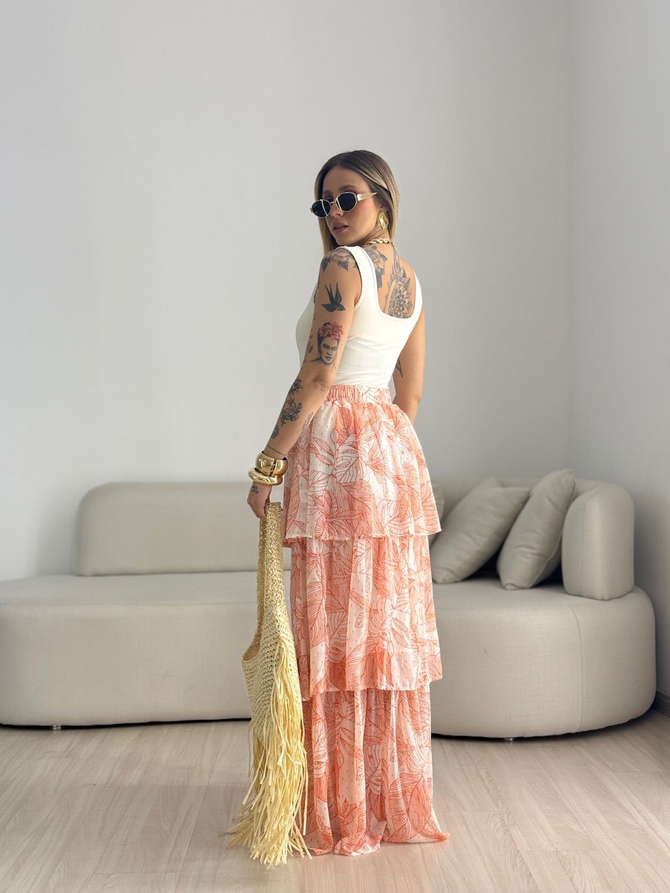 SAIA VANESSA LONGA BABADO VERMELHA