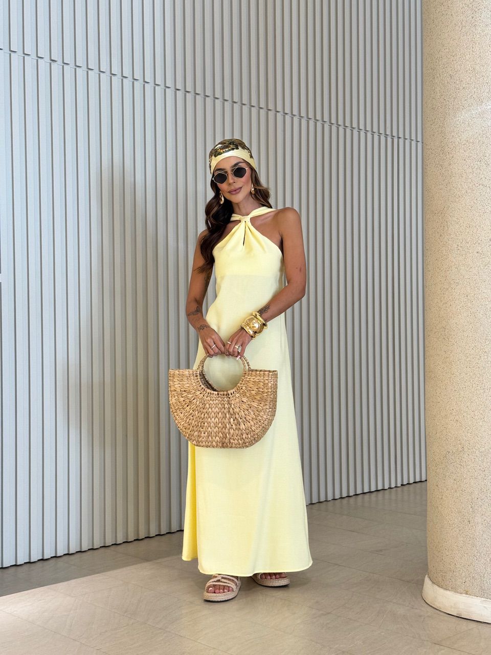 VESTIDO ELLIE LONGO AMARELO - 0069740111 - CAROLLA FERRARO