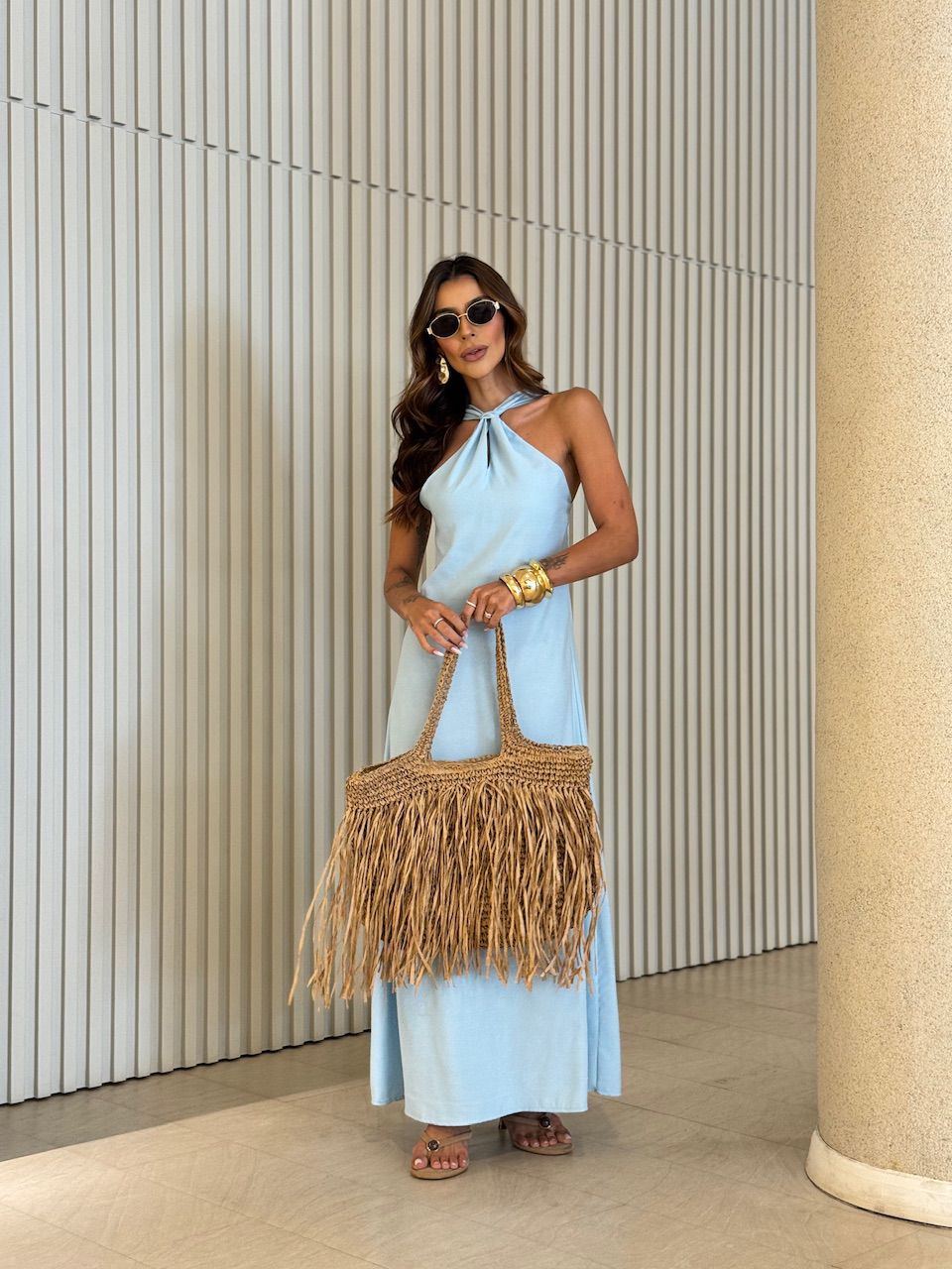 VESTIDO ELLIE LONGO BABY BLUE