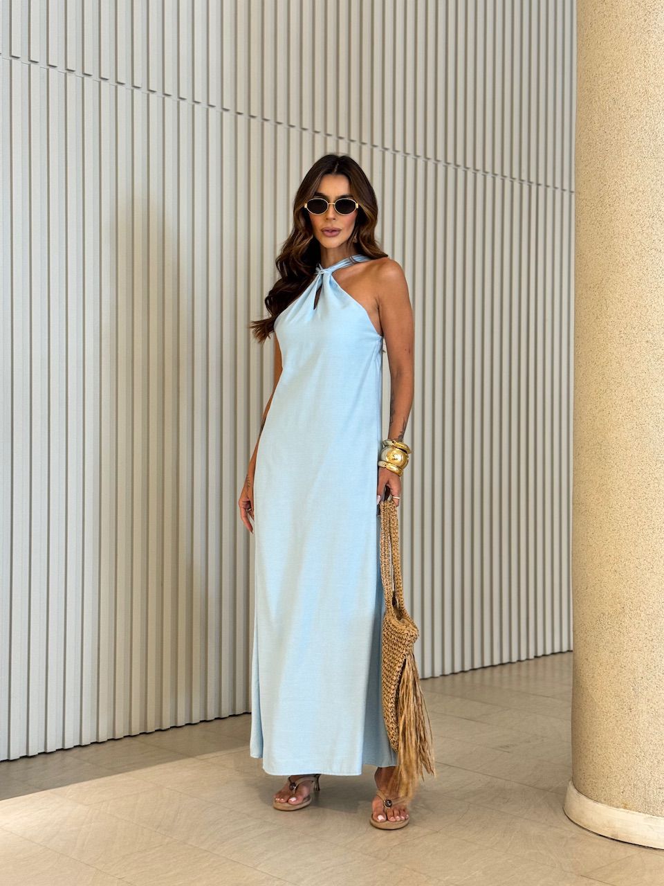 VESTIDO ELLIE LONGO BABY BLUE