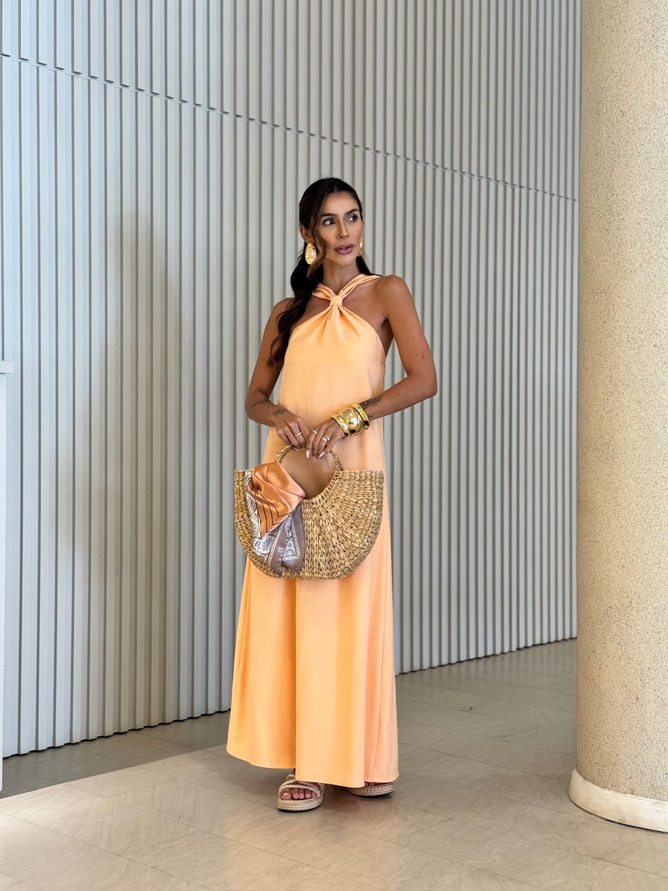 VESTIDO ELLIE LONGO LARANJA