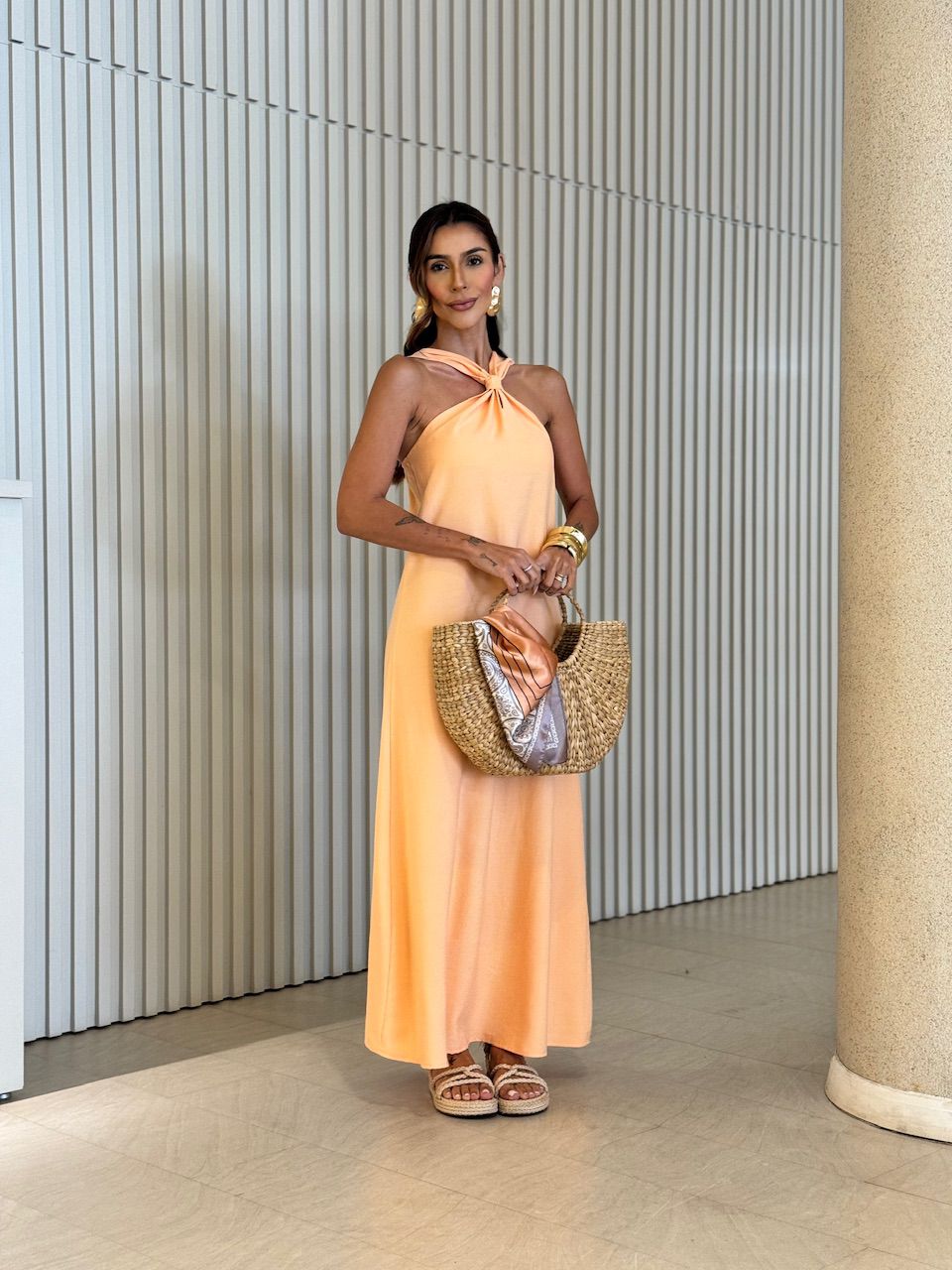 VESTIDO ELLIE LONGO LARANJA
