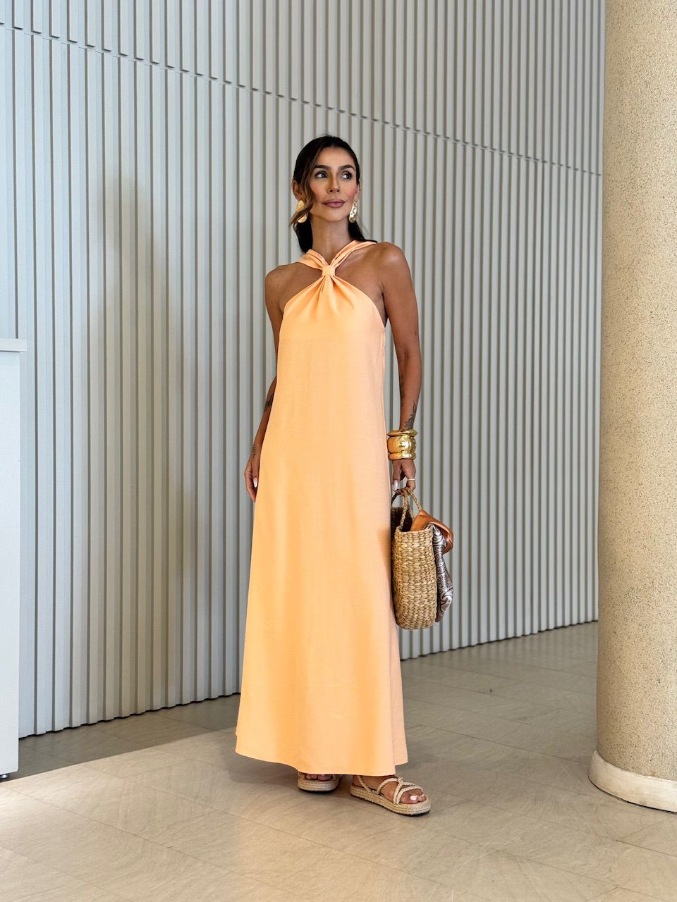 VESTIDO ELLIE LONGO LARANJA