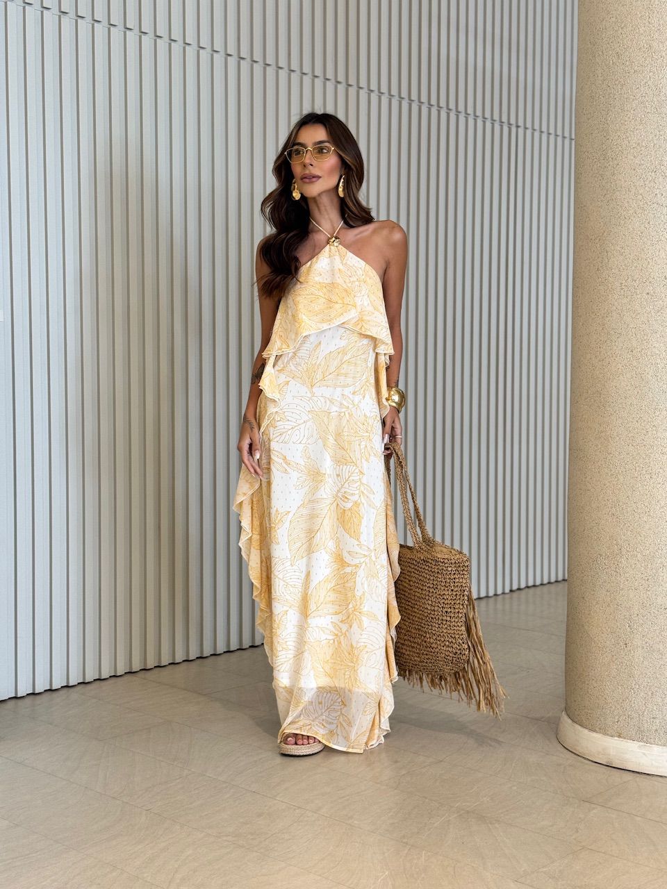 VESTIDO LUNA ESTAMPADO AMARELO