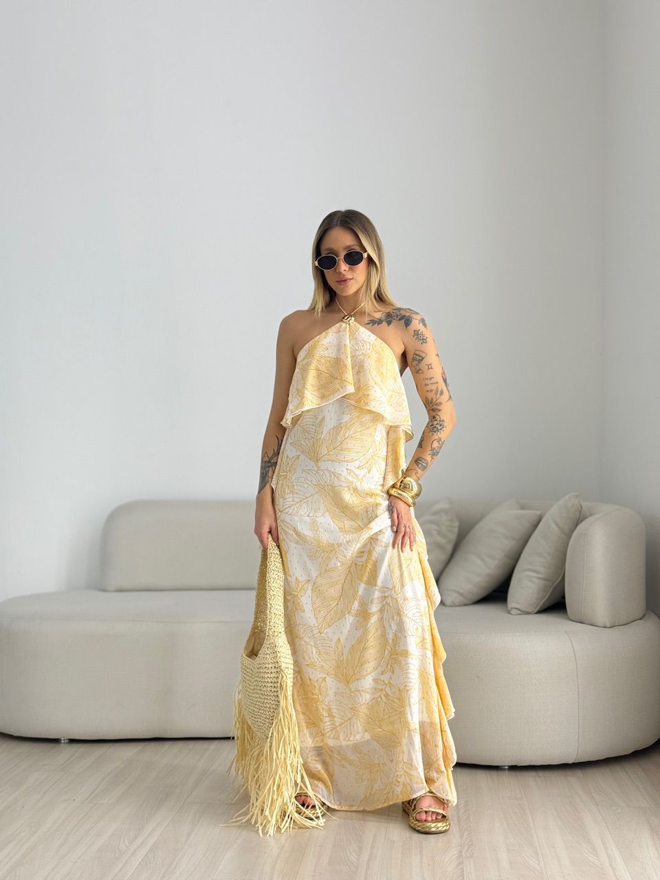 VESTIDO LUNA ESTAMPADO AMARELO