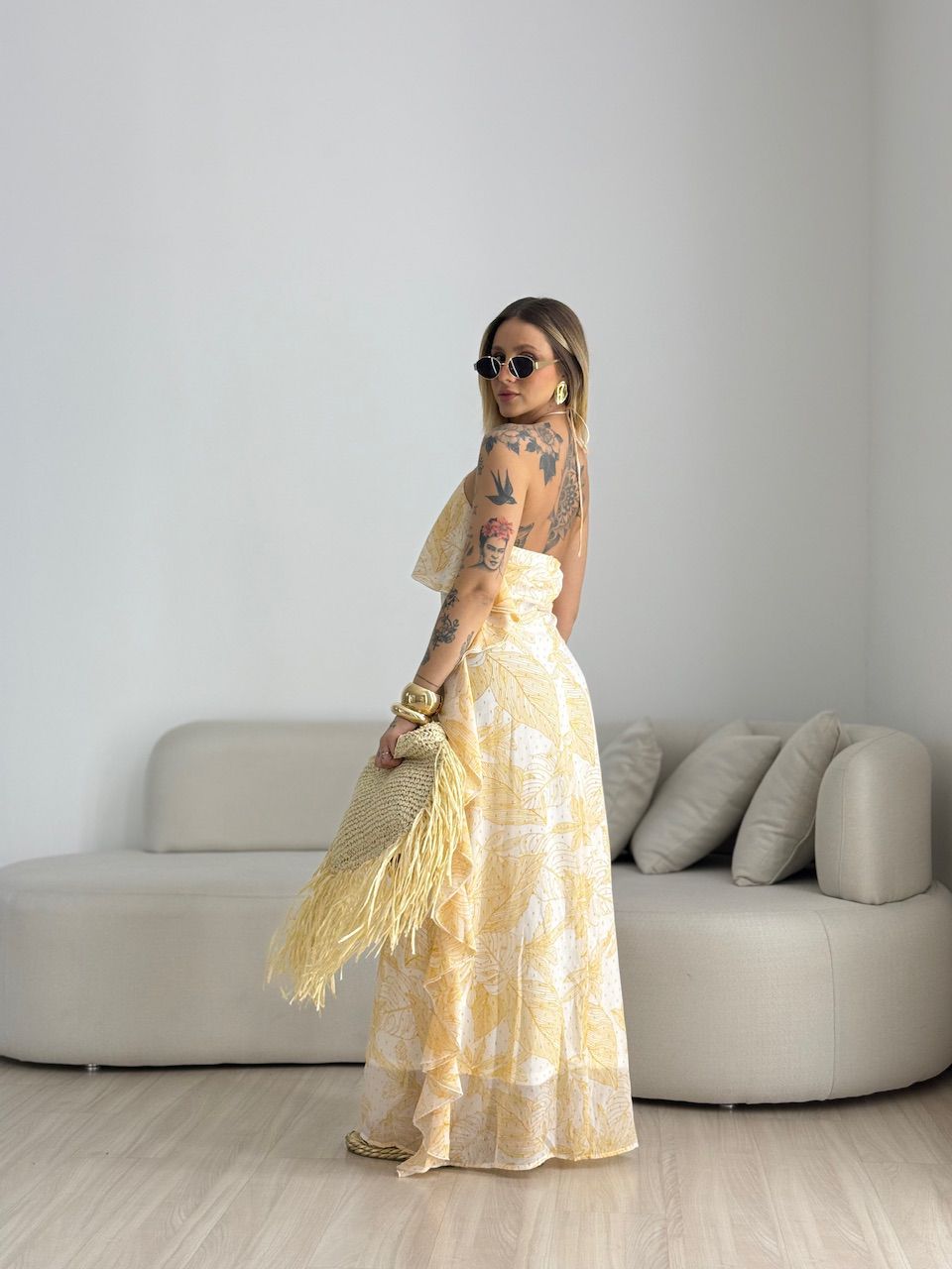 VESTIDO LUNA ESTAMPADO AMARELO
