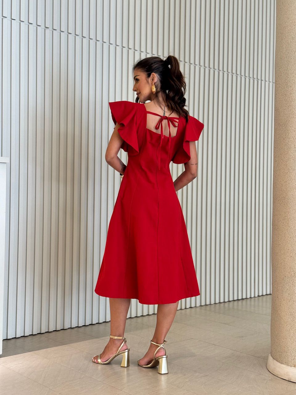 VESTIDO ANGELINA MIDI VERMELHO