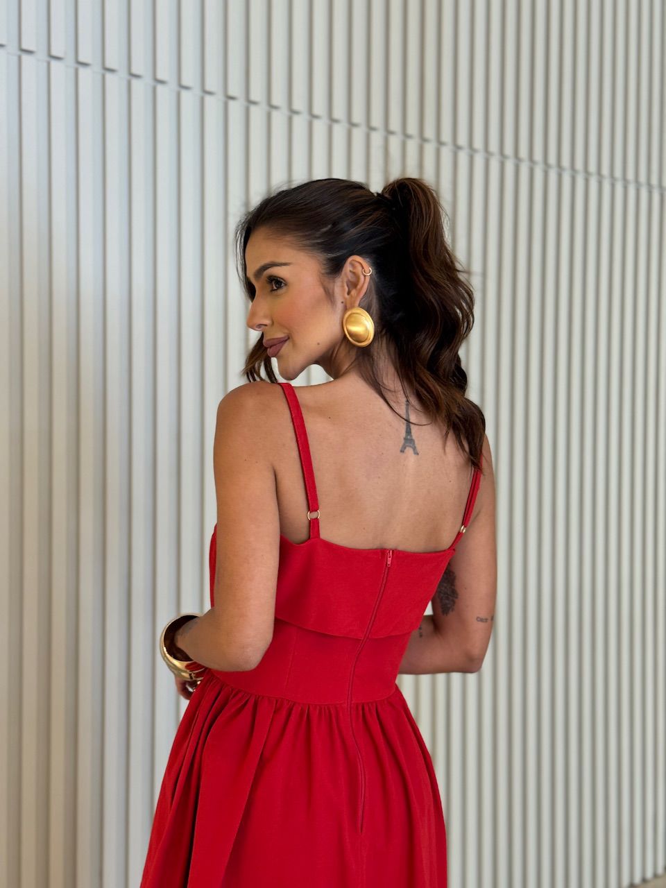 VESTIDO CARLA LONGUETE ALÇA VERMELHO