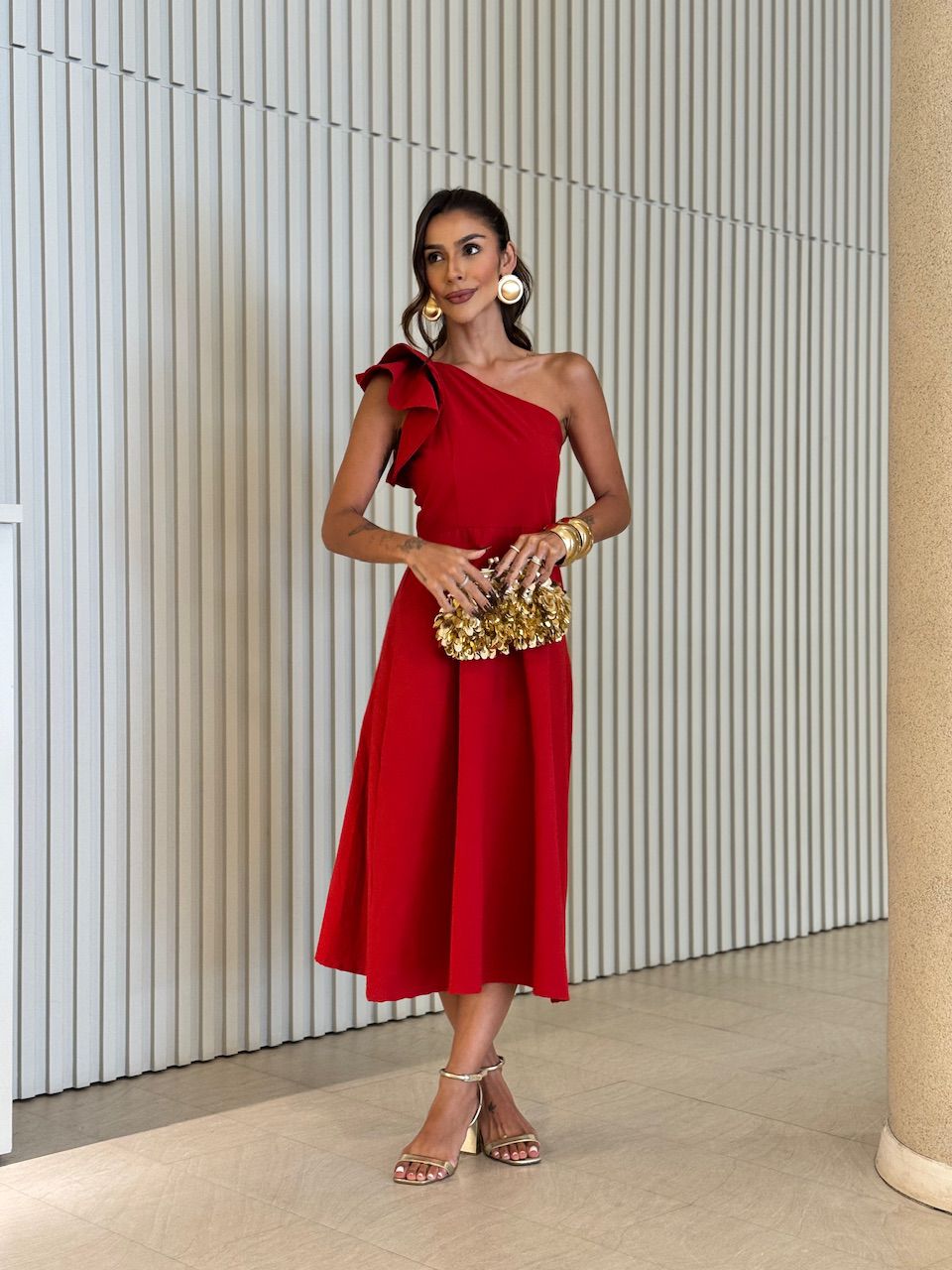 VESTIDO NOELLE NULA MANGA VERMELHO