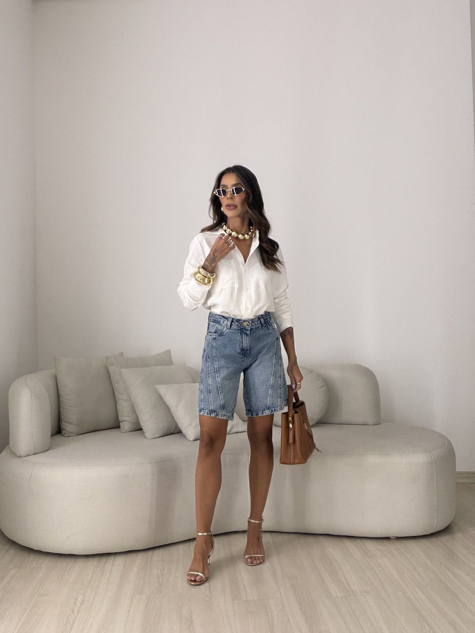 BERMUDA ISABELA JORTS JEANS MÉDIO