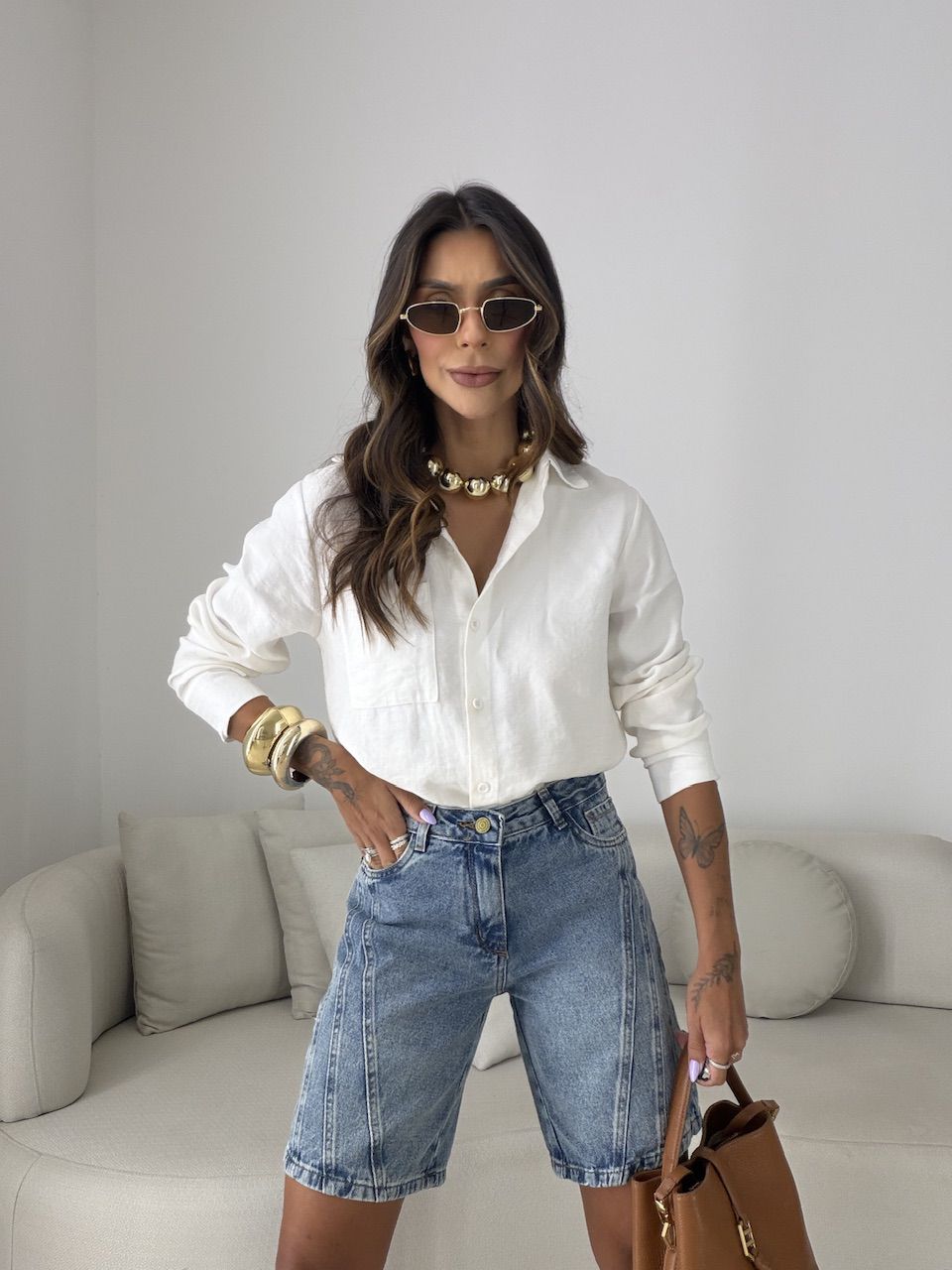 BERMUDA ISABELA JORTS JEANS MÉDIO