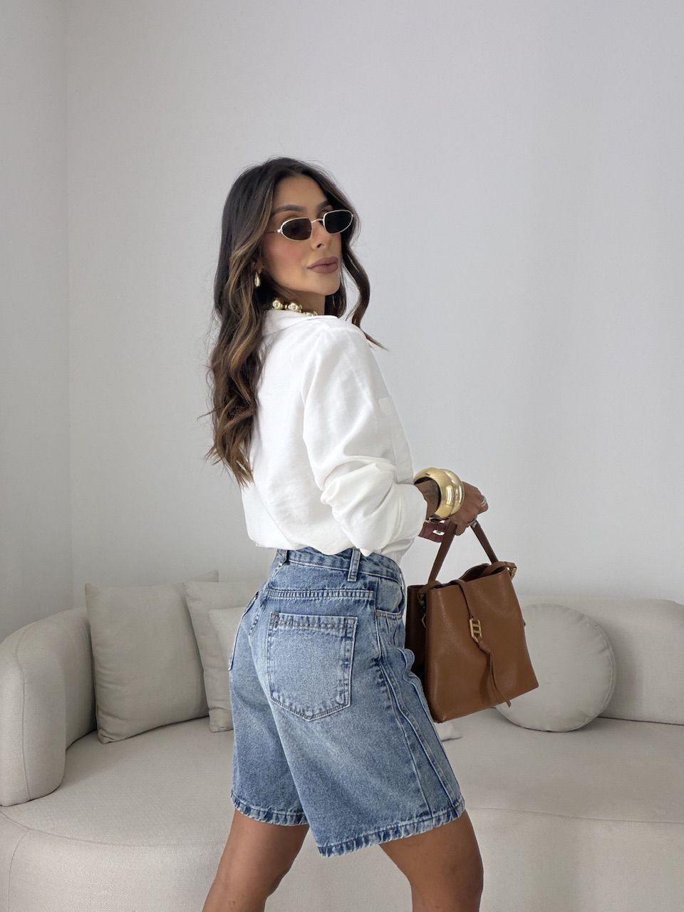 BERMUDA ISABELA JORTS JEANS MÉDIO