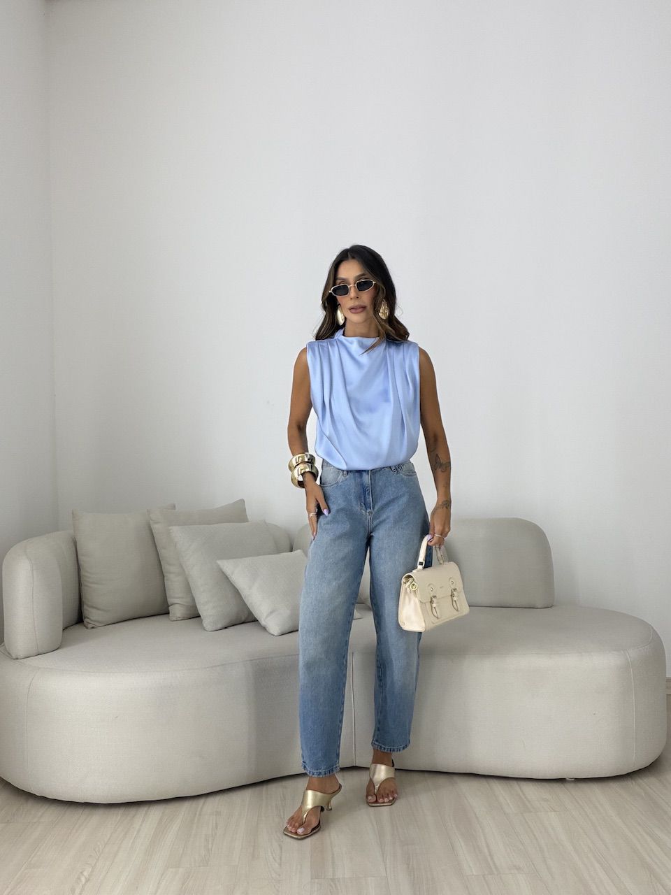 BLUSA NAYARA ACETINADA AZUL