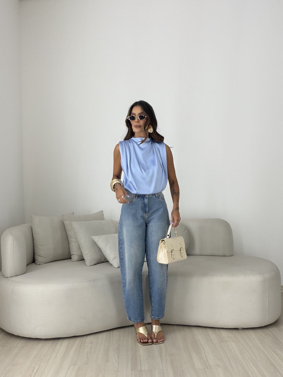 BLUSA NAYARA ACETINADA AZUL