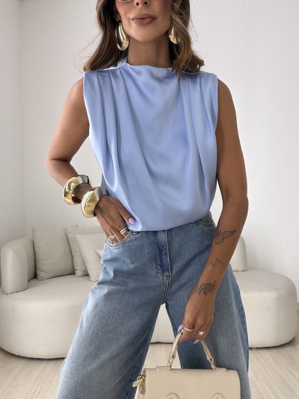 BLUSA NAYARA ACETINADA AZUL