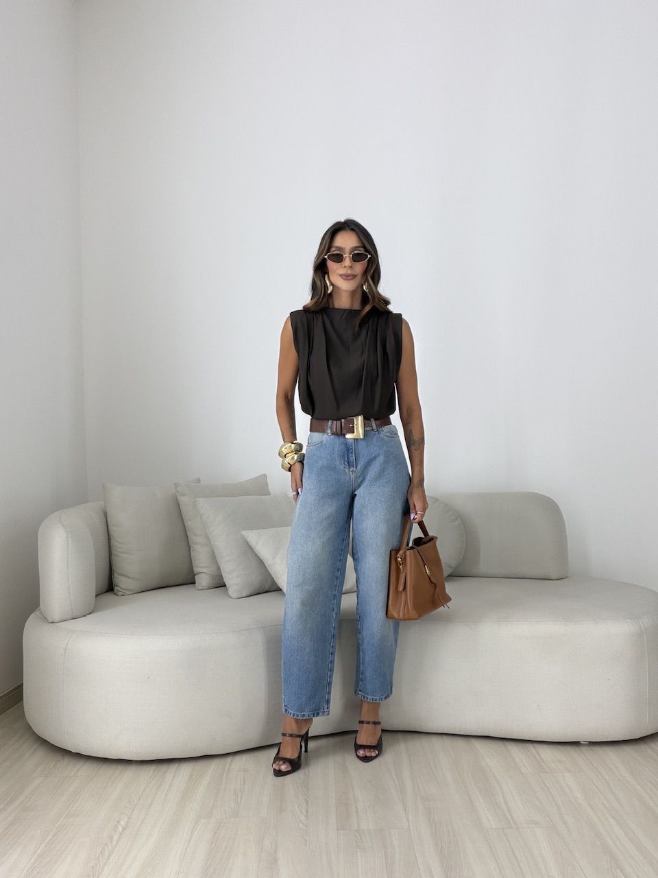 BLUSA NAYARA ACETINADA CAFÉ