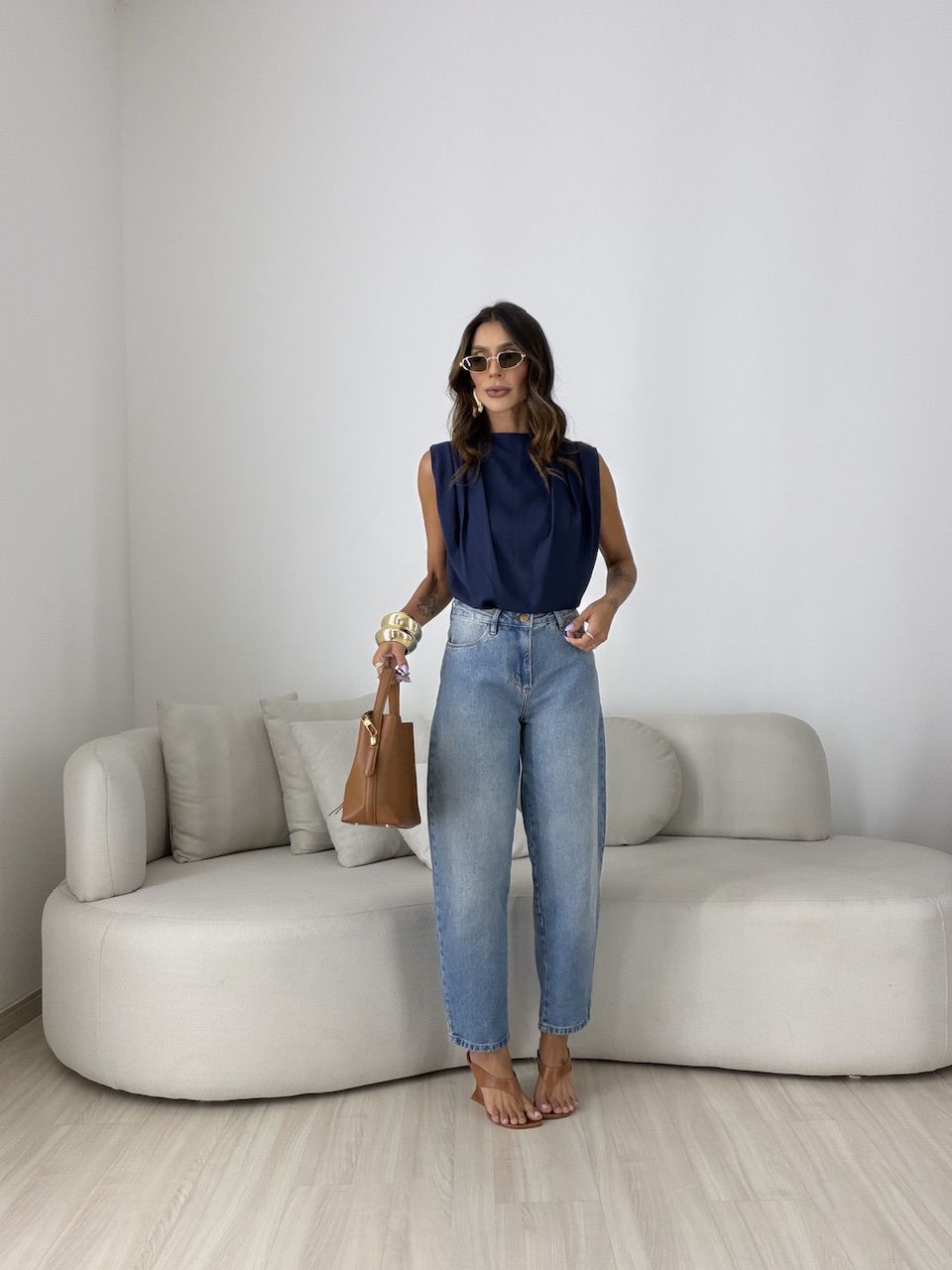 BLUSA NAYARA ACETINADA MARINHO