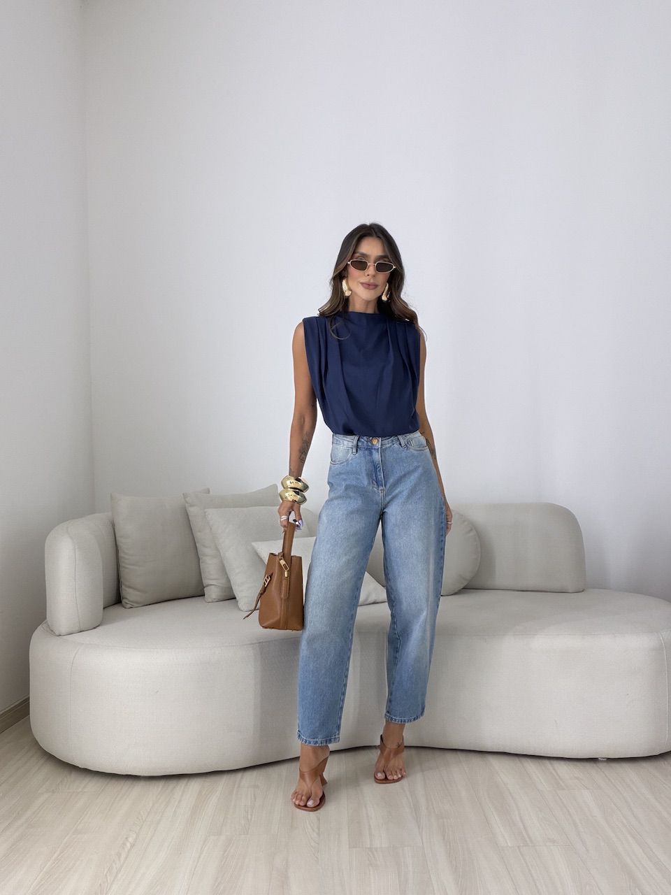BLUSA NAYARA ACETINADA MARINHO