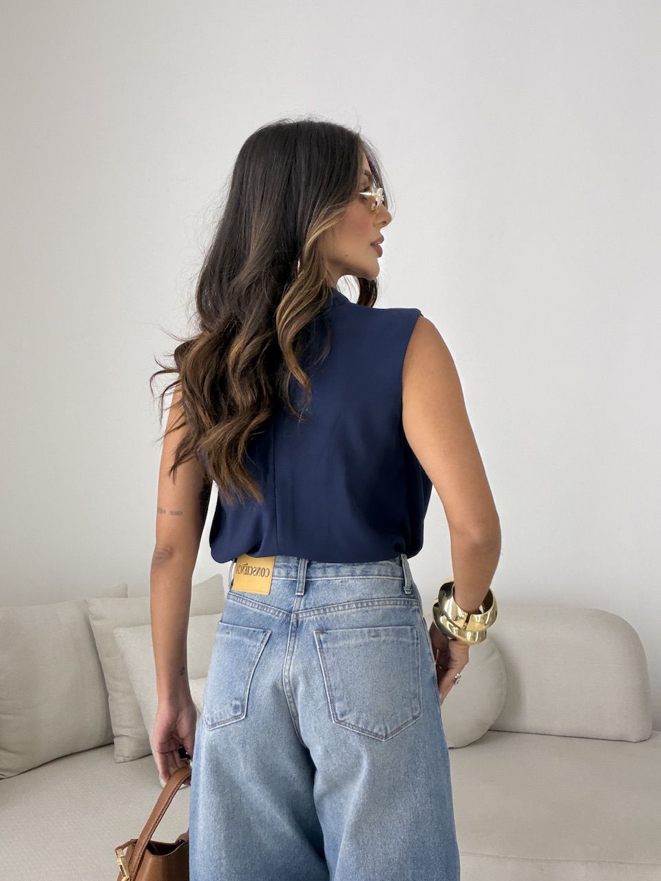 BLUSA NAYARA ACETINADA MARINHO