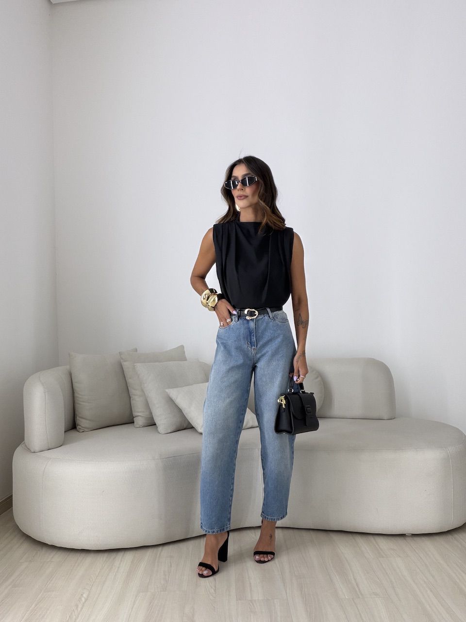 BLUSA NAYARA ACETINADA PRETO