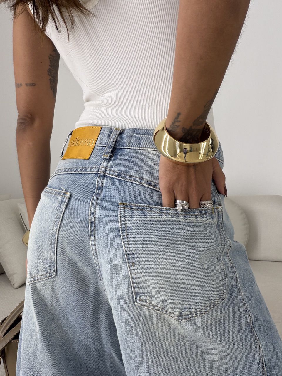 CALÇA IVETE BARREL JEANS CLARO