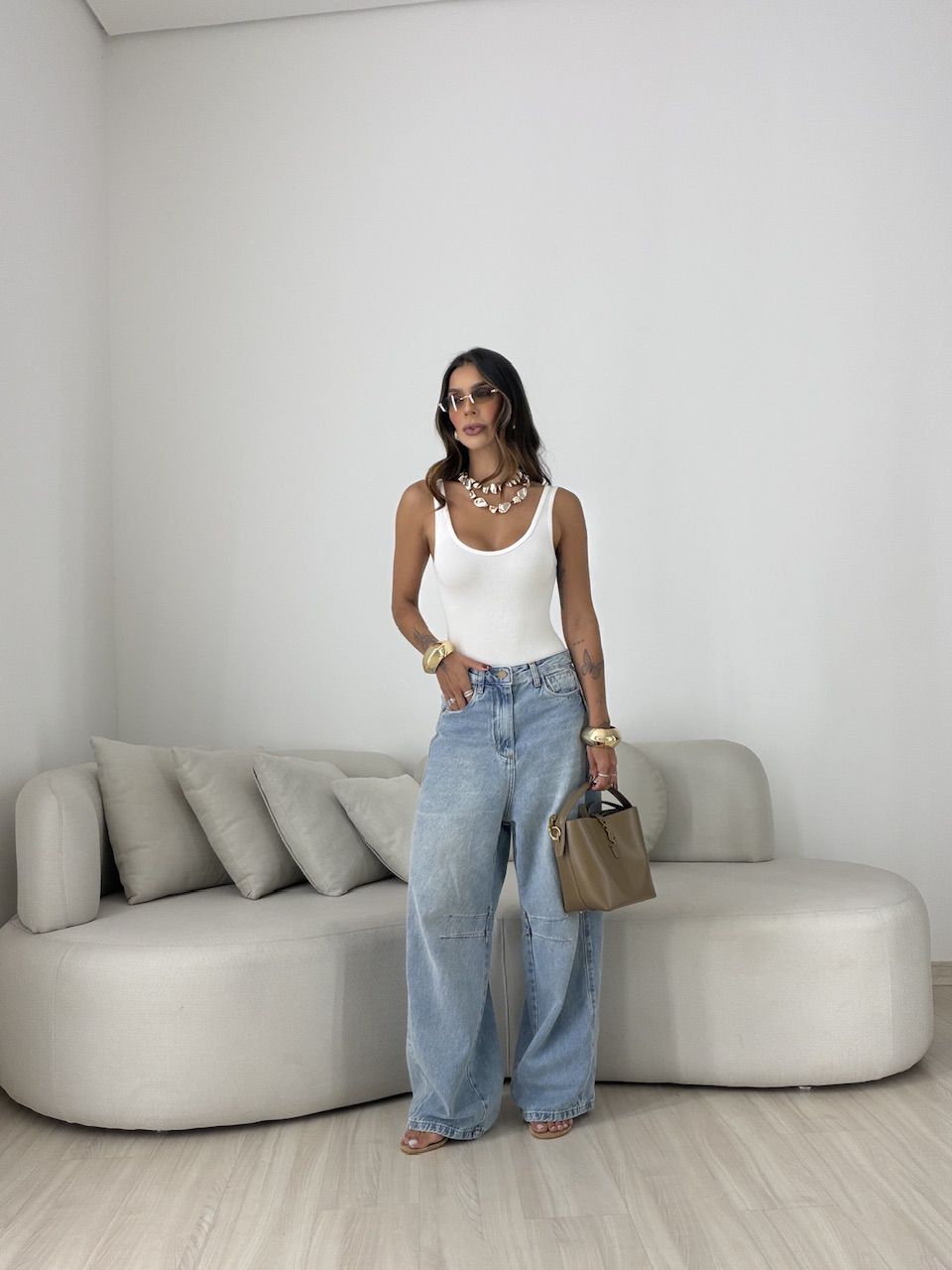CALÇA IVETE BARREL JEANS CLARO