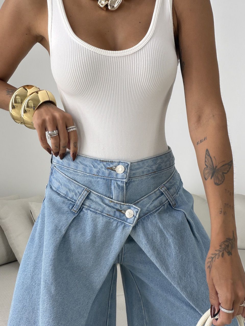 CALÇA JADE WIDE ENVELOPE JEANS CLARO