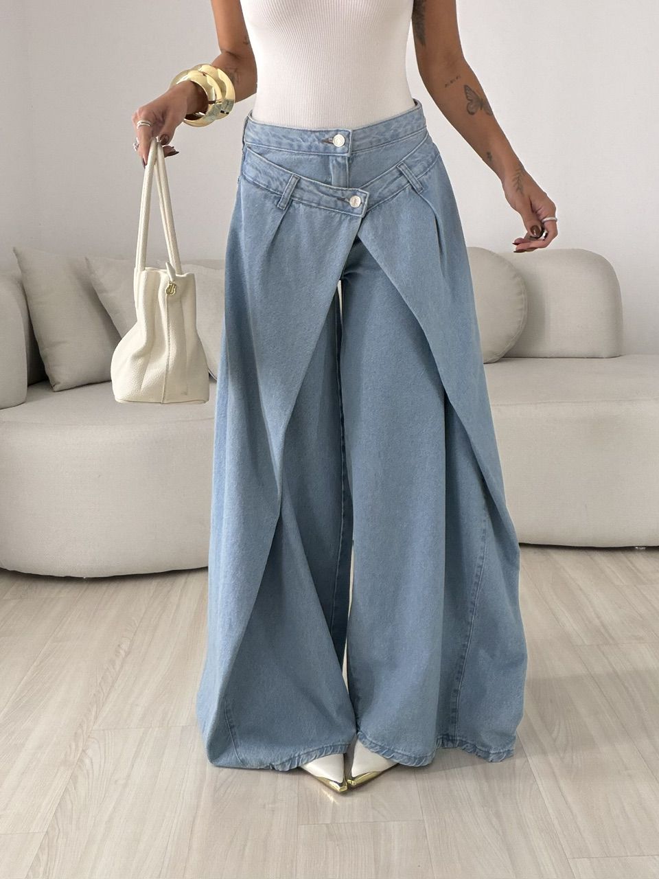 CALÇA JADE WIDE ENVELOPE JEANS CLARO