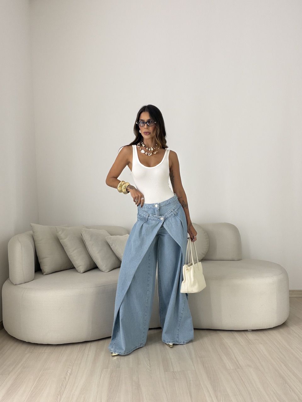 CALÇA JADE WIDE ENVELOPE JEANS CLARO