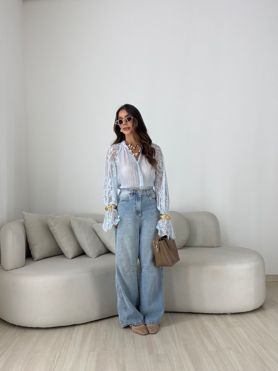 CAMISA RAISSA RENDA AZUL