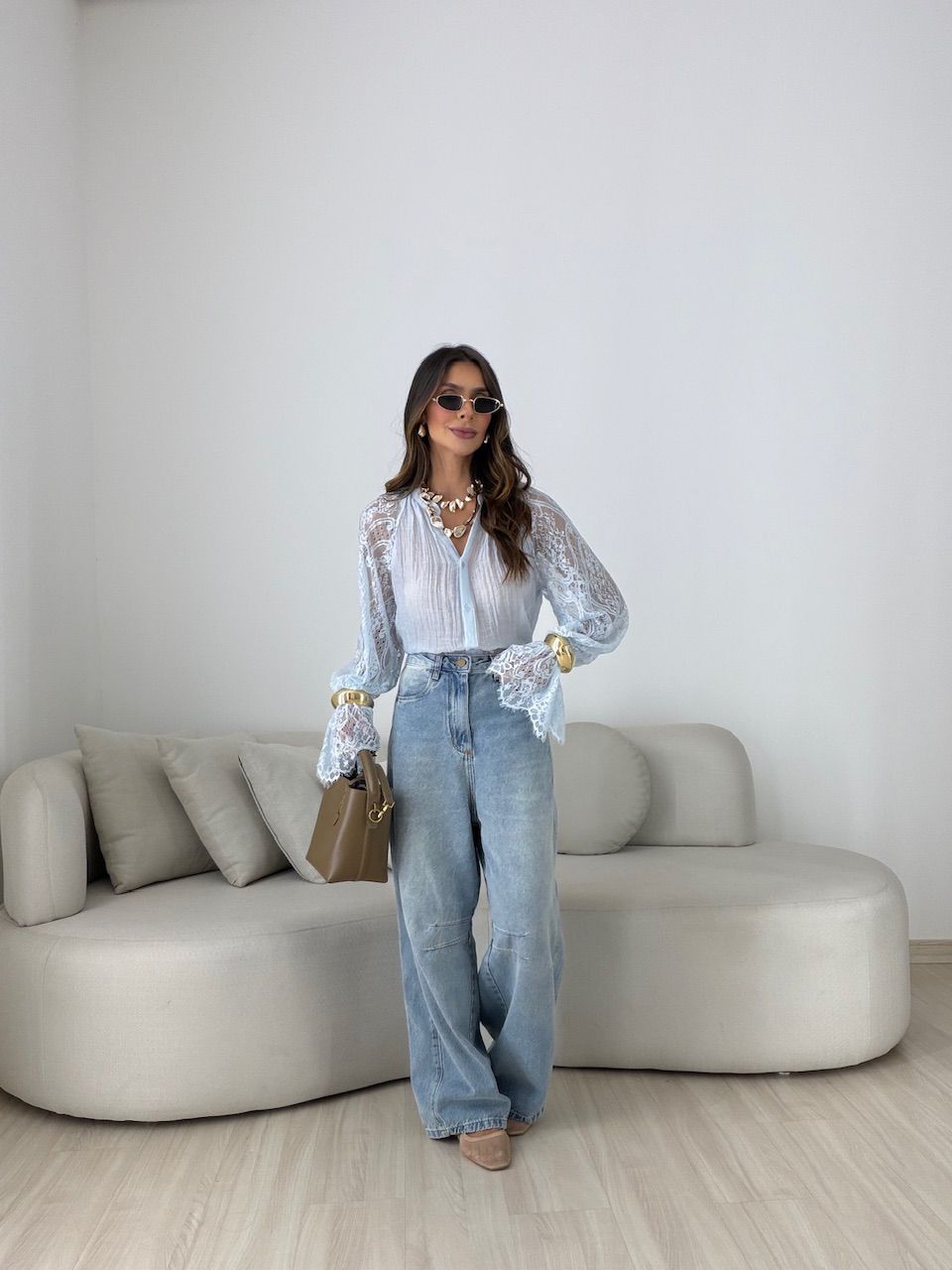 CAMISA RAISSA RENDA AZUL
