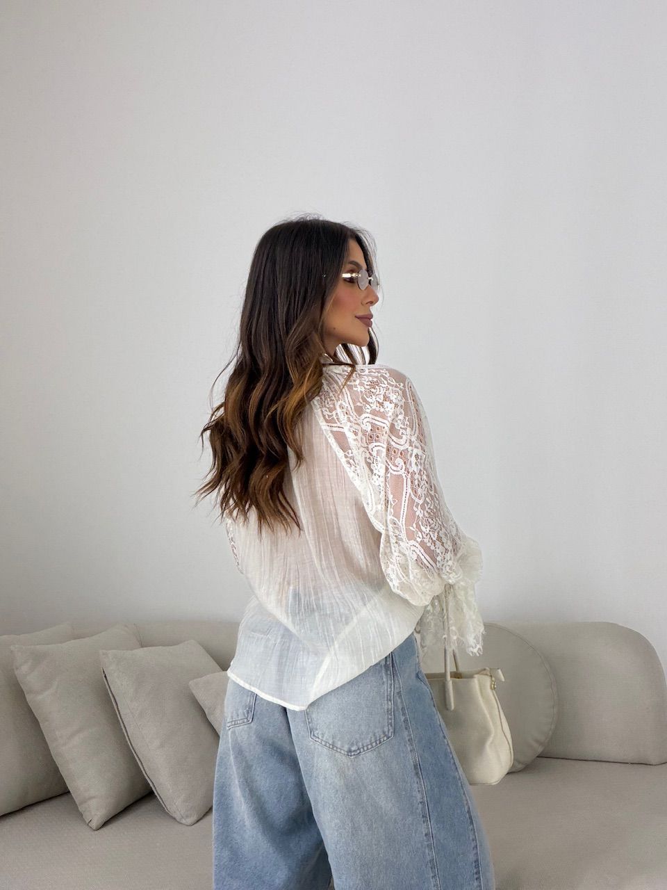 CAMISA RAISSA RENDA CREME
