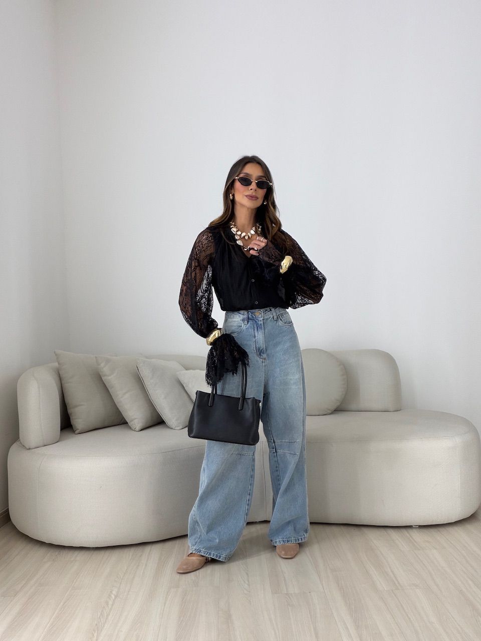CAMISA RAISSA RENDA PRETA