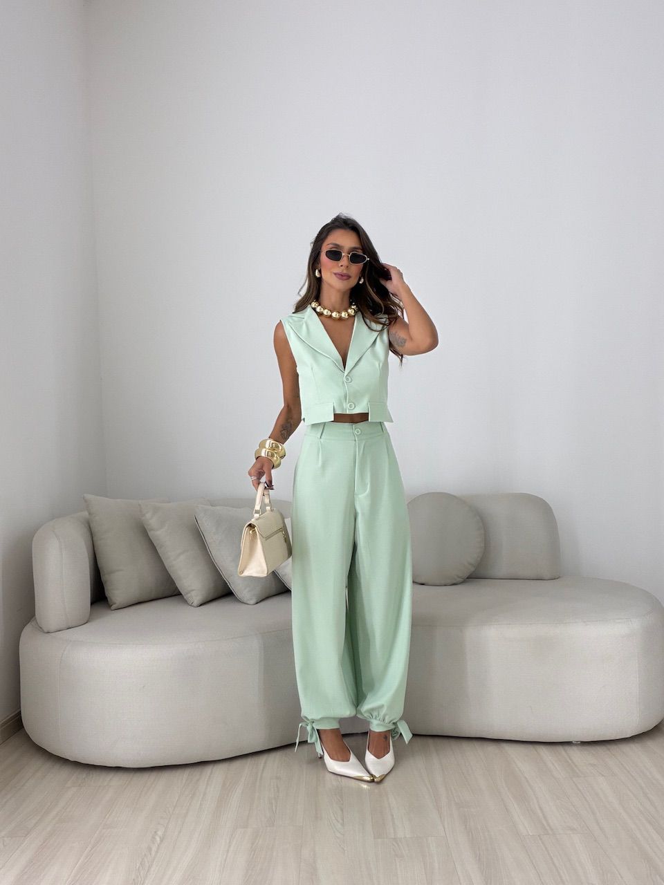 CONJUNTO CORA CALÇA ALADIM VERDE
