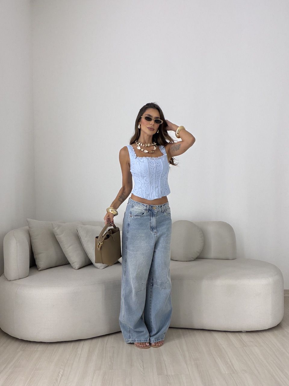 CORSELET RAIANE RENDA AZUL