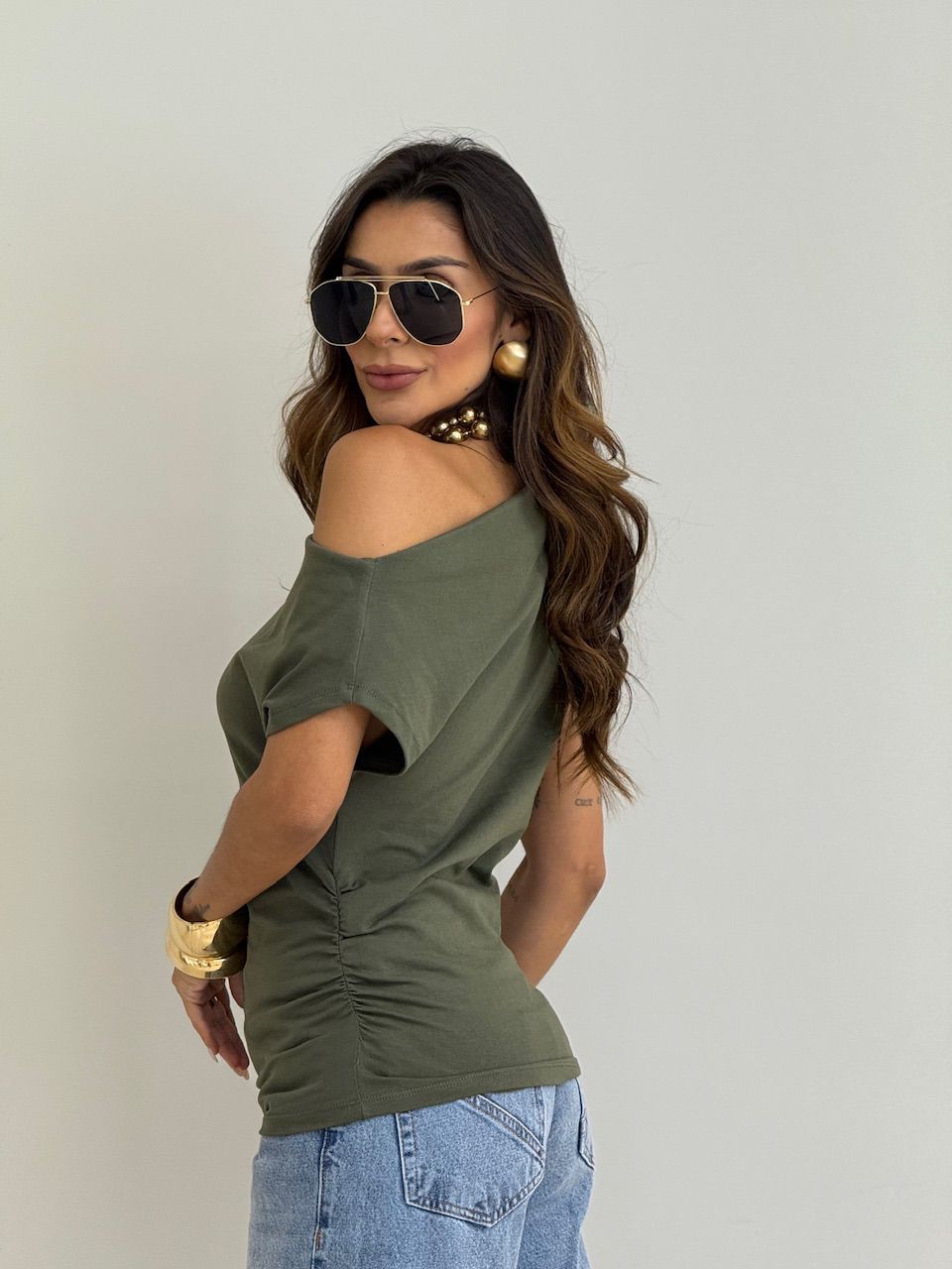 BLUSA ALANIS DRAPEADA VERDE