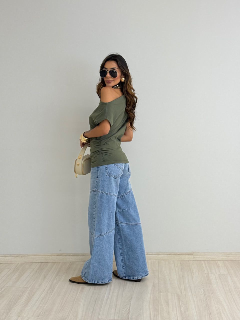 BLUSA ALANIS DRAPEADA VERDE